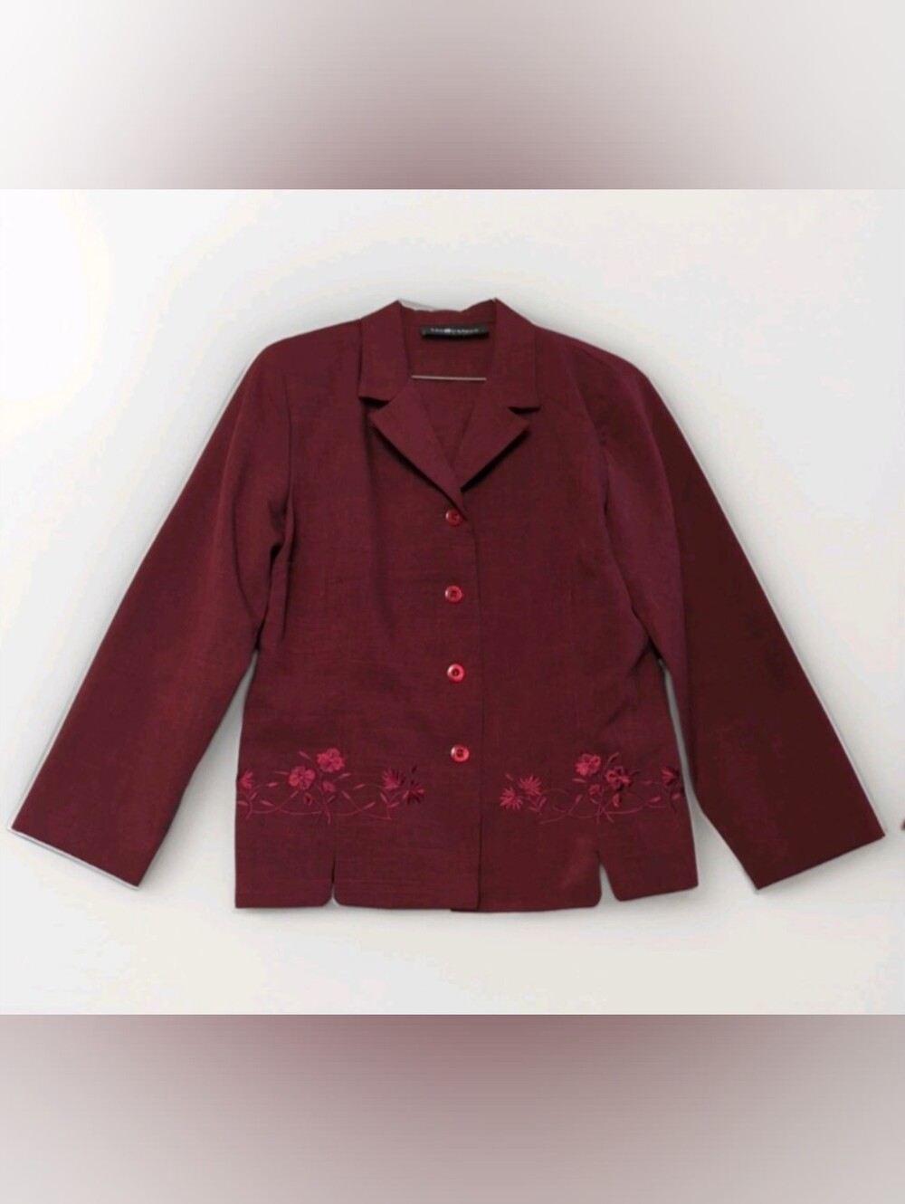 Sag Harbor Y2K Women Lightweight Button Up Blazer  Embroidery Officewear